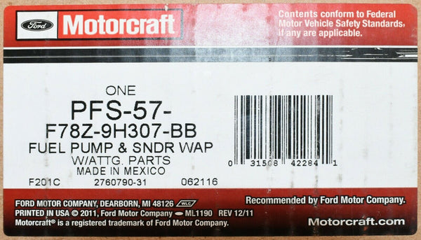NEW Fuel Pump and Sender Assembly Motorcraft PFS-57 for 1996-98 Ford Windstar