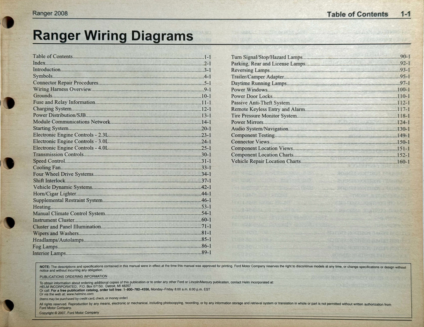 NEW NOS Ford factory service manual:2008 Ranger Wiring Diagrams
