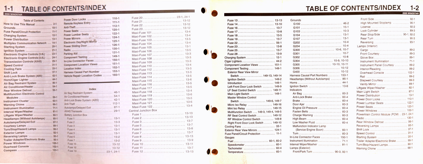 NEW NOS Ford factory service manual:2000 Ford Windstar Wiring Diagrams