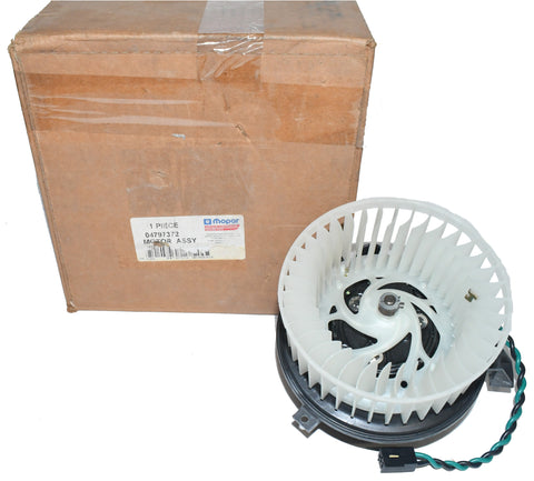 New HVAC Blower Motor with wheel for select 1995-2004 Chrysler, Dodge and Plymouth cars.  Chrysler PN 4797372