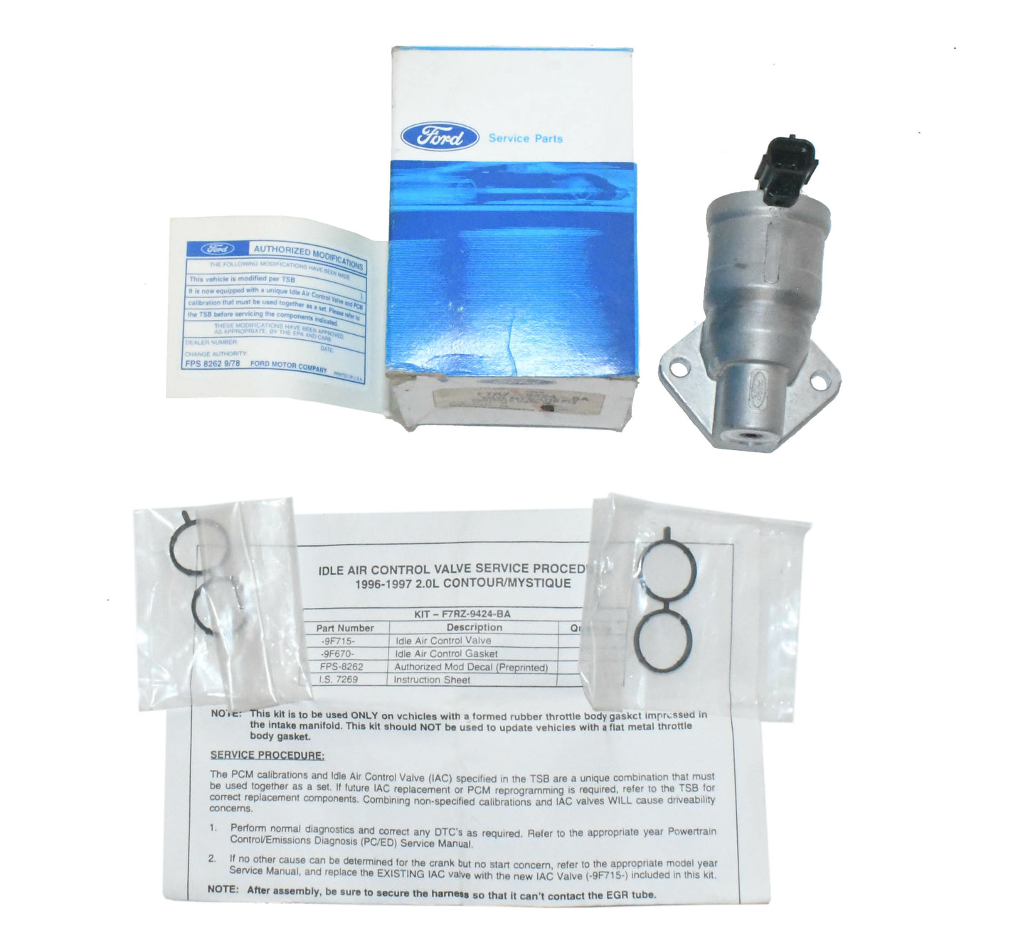 Idle air control valve kit for 1996-1997 Contour, Mystique w/2.0L F7RZ-9424-BA
