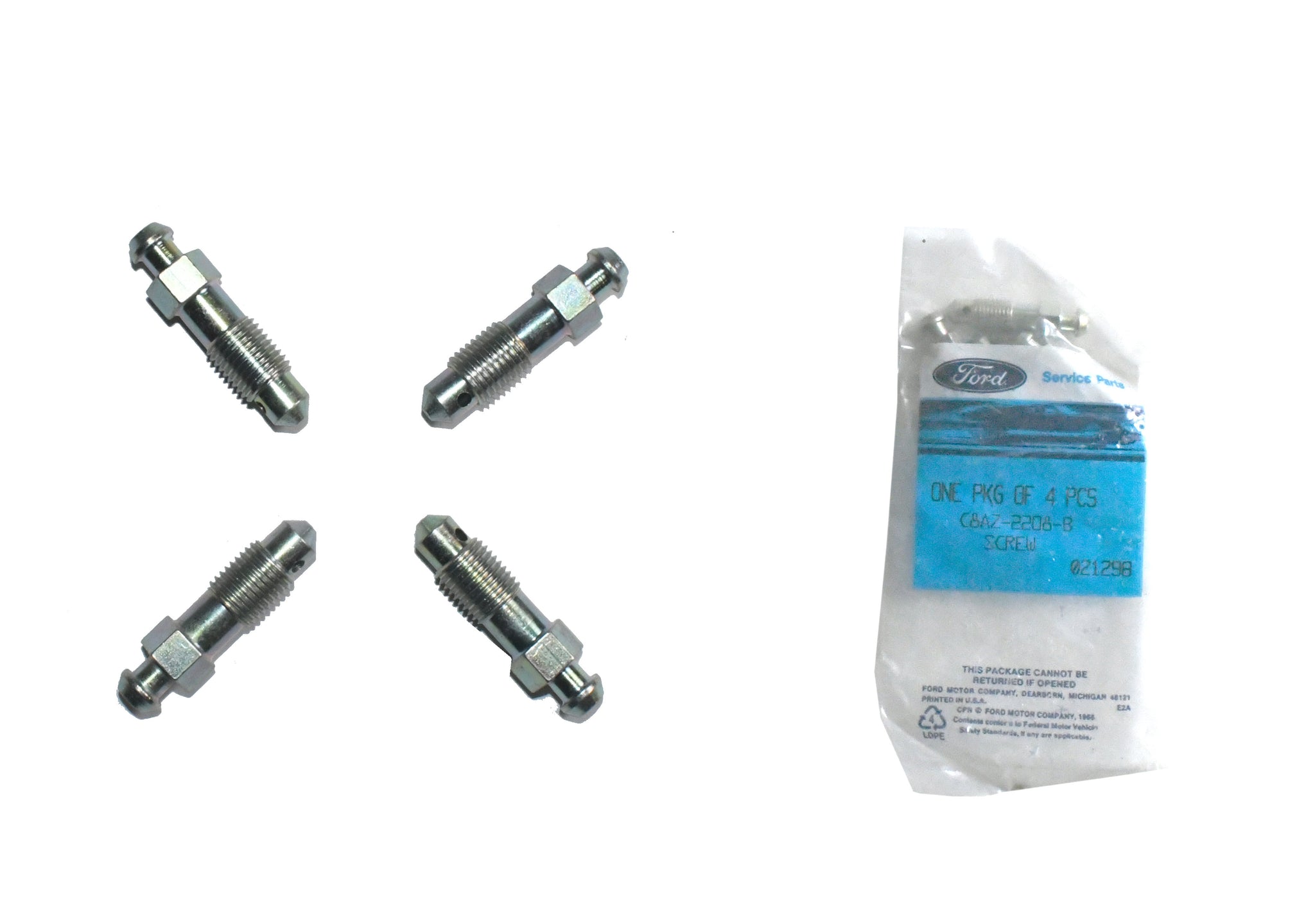 New brake bleeder screw set of 4 for select Ford, Lincoln & Mazda C8AZ-2208-B